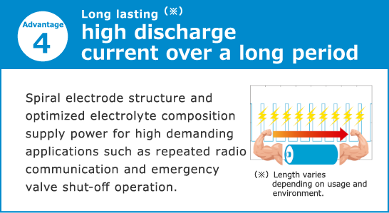 Long lasting high discharge current over a long period