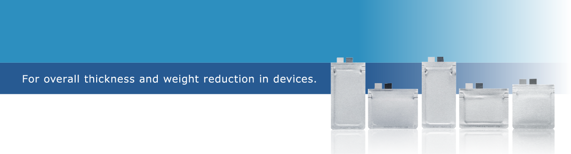 Thin-type Lithium Primary Batteries for overall thickness and weight reduction in devices.